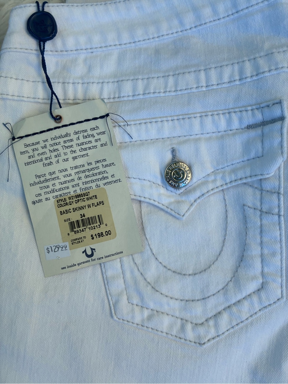 🌺NWT retails $198 True Religion White Skinny Jeans🌺